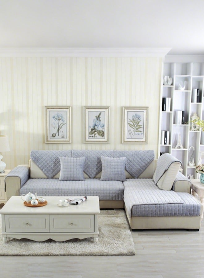 DUNISO 2 Pcs Sofa Cover, Flannel Sofa Protective Cover, Anti Slip Furniture Cover, Dust Proof Pet Mat, Anti Fouling And Wear Resistant, Suitable For Use In All Seasons，Grey - Image 2