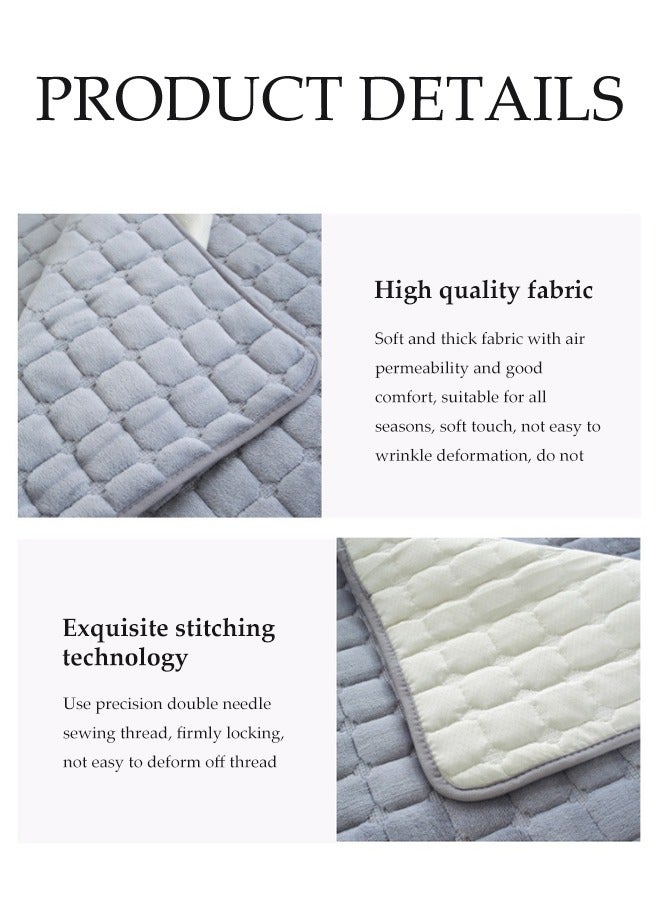 DUNISO 2 Pcs Sofa Cover, Flannel Sofa Protective Cover, Anti Slip Furniture Cover, Dust Proof Pet Mat, Anti Fouling And Wear Resistant, Suitable For Use In All Seasons，Grey - Image 4