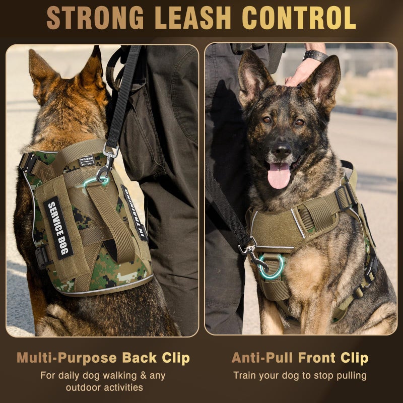 WINSEE Tactical Dog Harness for Medium Dog, Heavy Duty Service Working MOLLE Vest with 10 Pet Patches, 2X Metal Buckle Vest for Training Hunting Walking - Image 3