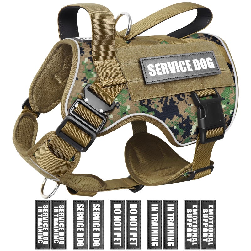 WINSEE Tactical Dog Harness for Medium Dog, Heavy Duty Service Working MOLLE Vest with 10 Pet Patches, 2X Metal Buckle Vest for Training Hunting Walking - Image 1