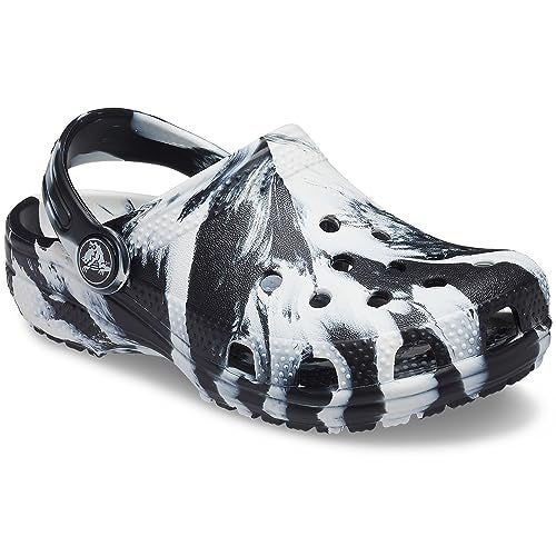 Crocs® Kids Classic Marbled Tie-Dye Clog Sneakers for Toddlers – Seasonal Graphics – Perforated – Round Toe Black/White 7 Toddler M - Image 5