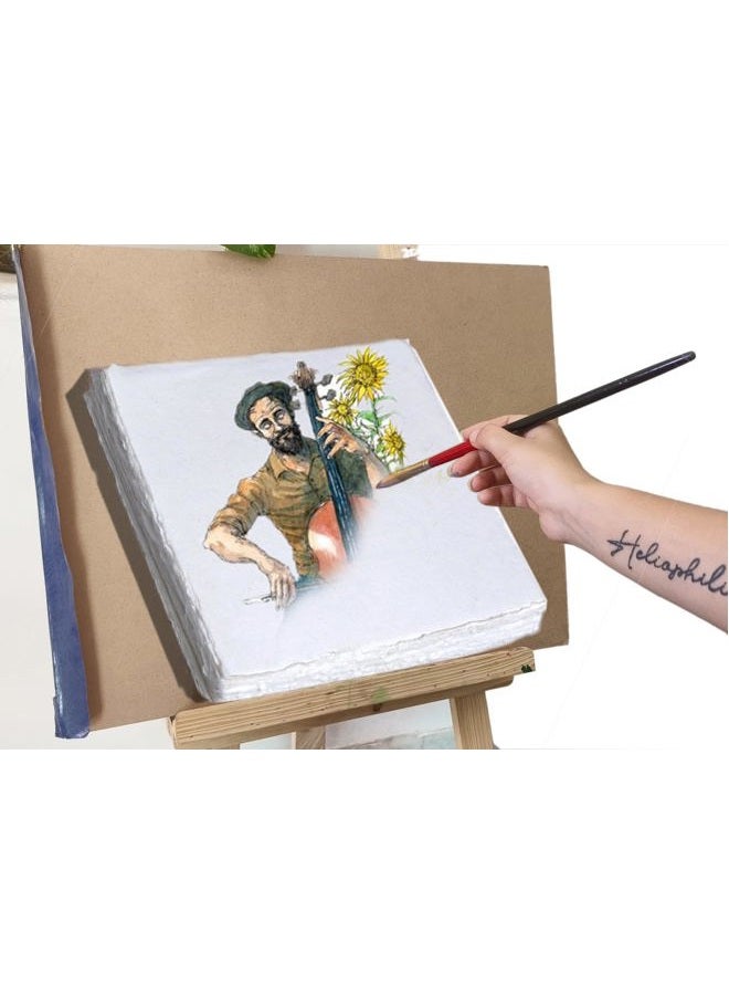 HLC 50 Pack Cotton Watercolor Paper with Deckle Edge 200 GSM Rough Textured Watercolor Paper for Writing - Image 2