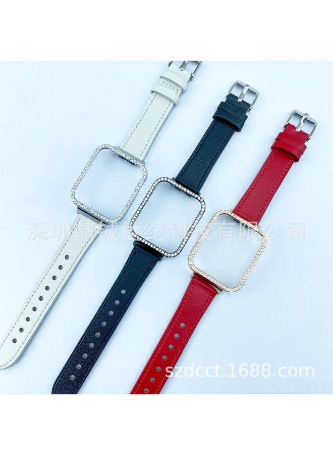 Suitable For Red Rice Watch Metal Protection Frame Diamond-inlaid Metal Strap Milan Magnetic Three-ball Steel Mesh Strap - Image 1