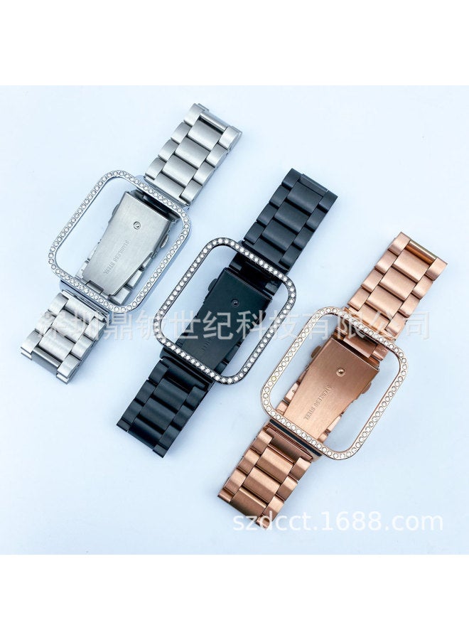 Suitable For Red Rice Watch Metal Protection Frame Diamond-inlaid Metal Strap Milan Magnetic Three-ball Steel Mesh Strap - Image 3