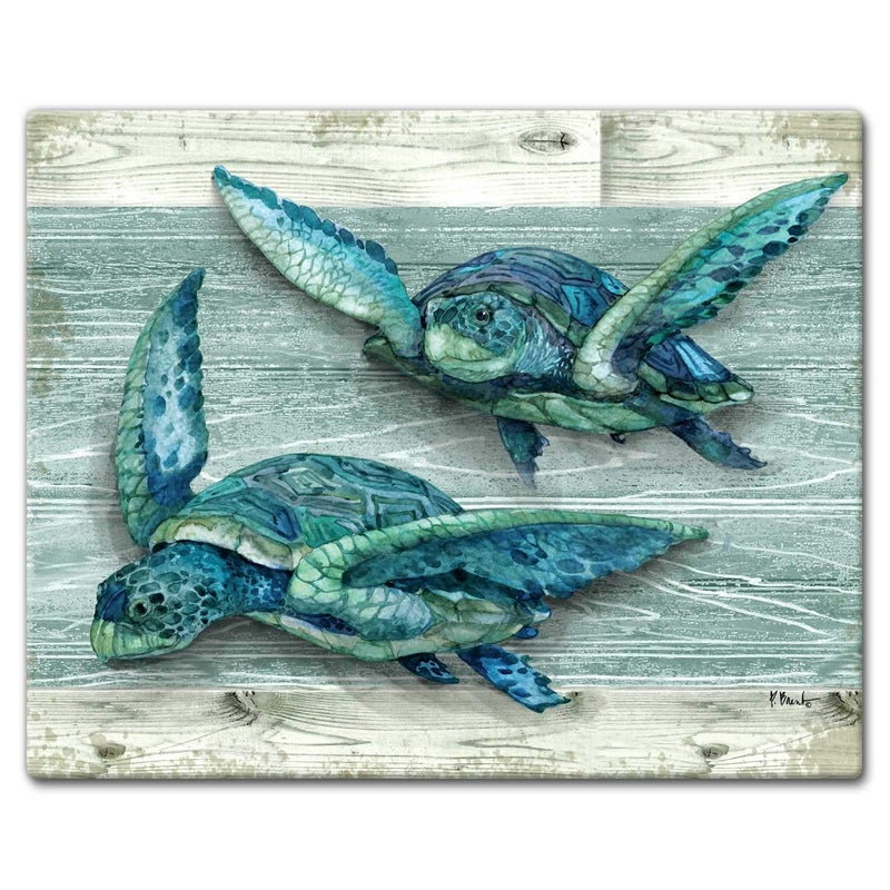 CounterArt Northpoint Turtles 3mm Tempered Glass Cutting Board 15 x 12 Manufactured in the USA Serving Board Charcuterie Board Dishwasher Safe
