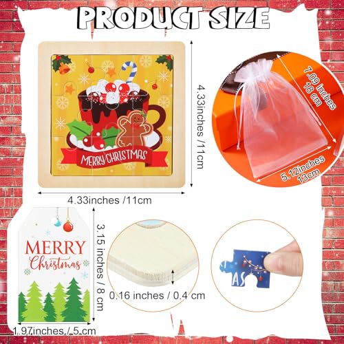 Arrowbash 24 Set Christmas Puzzles for Kids Gifts Bulk Christmas Wooden Puzzles Toddlers Snowman Tree Elk Gingerbread Man Jigsaw Toys for Party Favors Xmas Stocking Stuffers Classroom PrizesSanta - Image 5