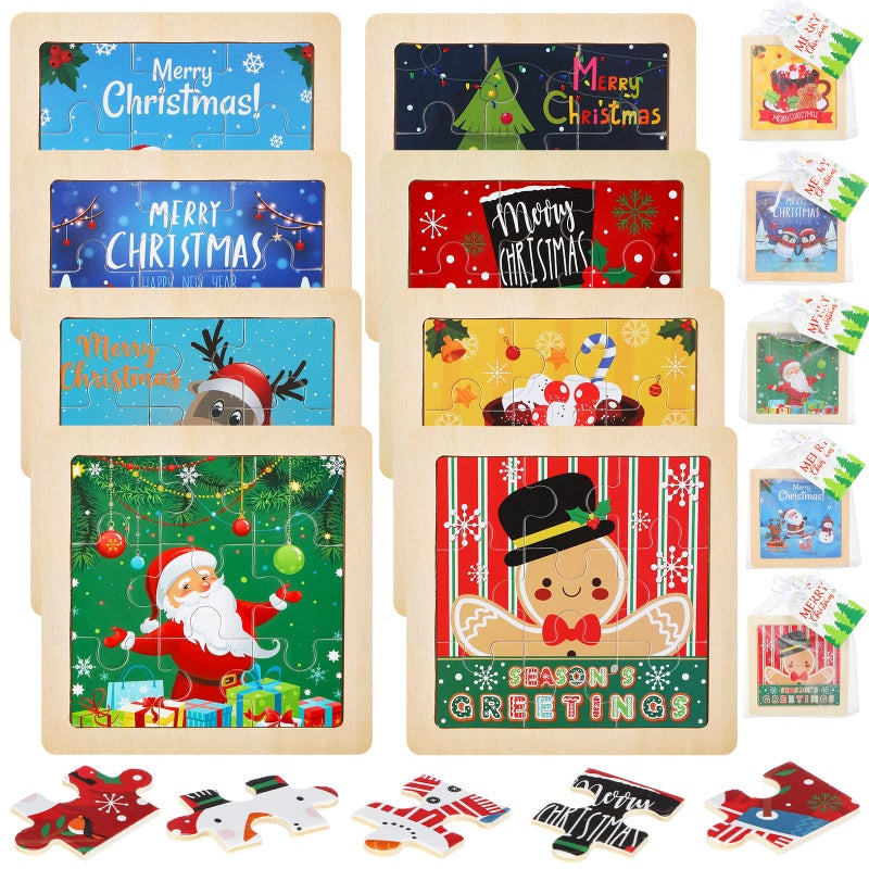 Arrowbash 24 Set Christmas Puzzles for Kids Gifts Bulk Christmas Wooden Puzzles Toddlers Snowman Tree Elk Gingerbread Man Jigsaw Toys for Party Favors Xmas Stocking Stuffers Classroom PrizesSanta - Image 3