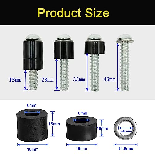 KUNHEHO M8 Screws for Samsung TV M8x45mm, Pitch 1.25mm TV Mounting Bolts Screws with 25mm Long Spacers Work with Samsung 42“ 50" 55" 60" 65" 70" 75" 82" (Black) - Image 3