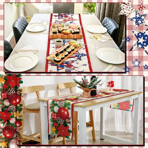LemonRoad 8 Pcs Holiday Table Runner Seasonal Patriotic Table Decor 72 Inches 4th of July Tabletop Runner Set Decorations for Kitchen Home Dining Room Party Supplies - Image 3