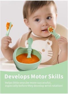 joybuy 3 Pieces Baby Spoons Set, Pre-Spoon for Kids Aged 6+ Months, First Stage, Baby Led Weaning Teething Spoon ,Self Feeding, Silicone Toddler Food Utensils  - Image 5
