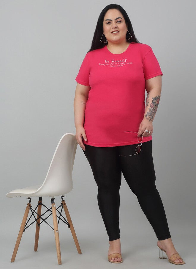 Trend Level Plus Size Typography Printed Pure Cotton T-shirt - Image 5