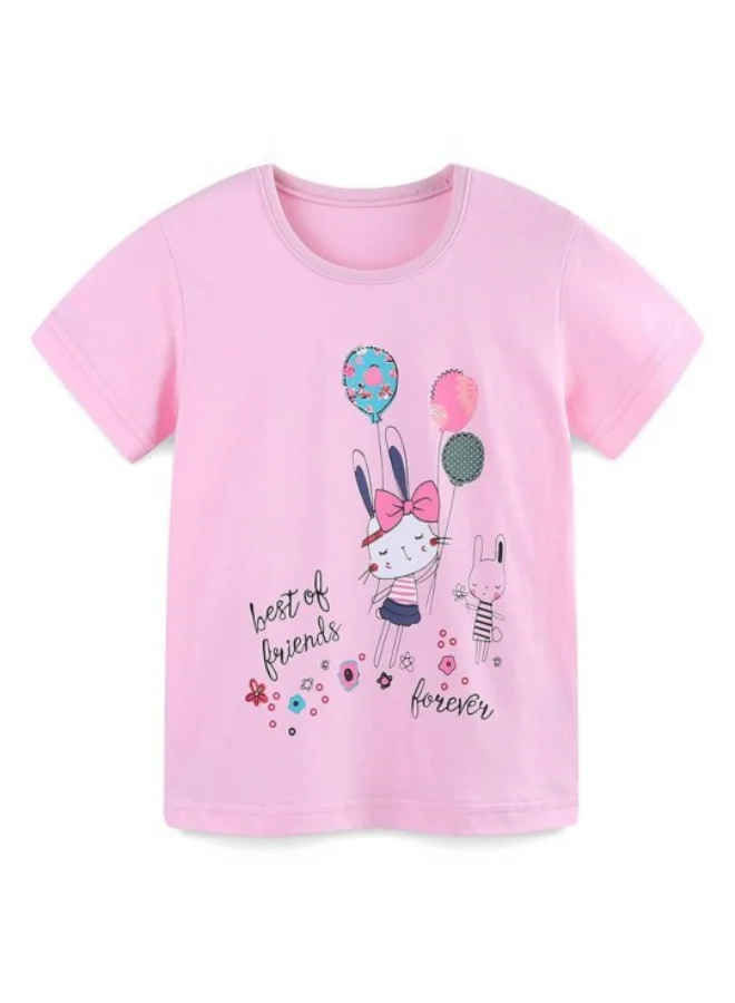 يونيكي Pink Printed Short Sleeve Crew Neck T-Shirt
