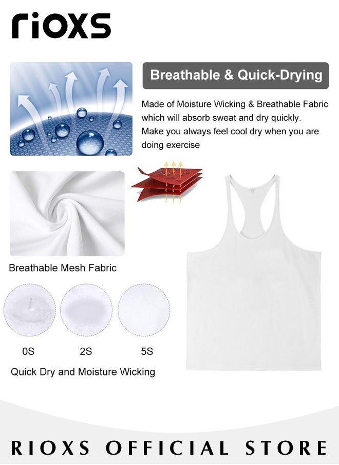 RIOXS - Men's 3 Pack Workout Gym Tank Tops Running Bodybuilding Training Sleeveless T-Shirt Spaghetti Strap Muscle Underwear Vest - Image 1