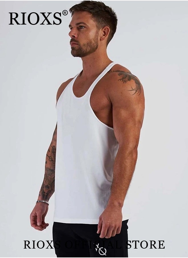 RIOXS - Men's 3 Pack Workout Gym Tank Tops Running Bodybuilding Training Sleeveless T-Shirt Spaghetti Strap Muscle Underwear Vest - Image 1