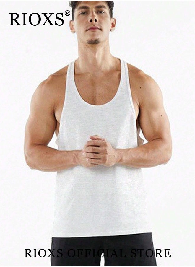 RIOXS - Men's 3 Pack Workout Gym Tank Tops Running Bodybuilding Training Sleeveless T-Shirt Spaghetti Strap Muscle Underwear Vest - Image 1