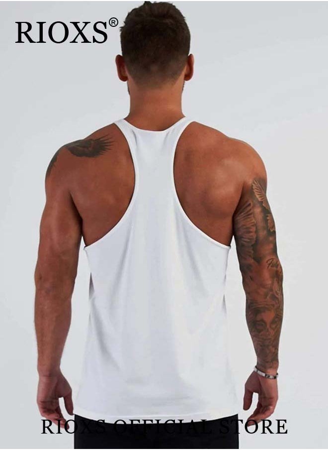 RIOXS - Men's 3 Pack Workout Gym Tank Tops Running Bodybuilding Training Sleeveless T-Shirt Spaghetti Strap Muscle Underwear Vest - Image 1