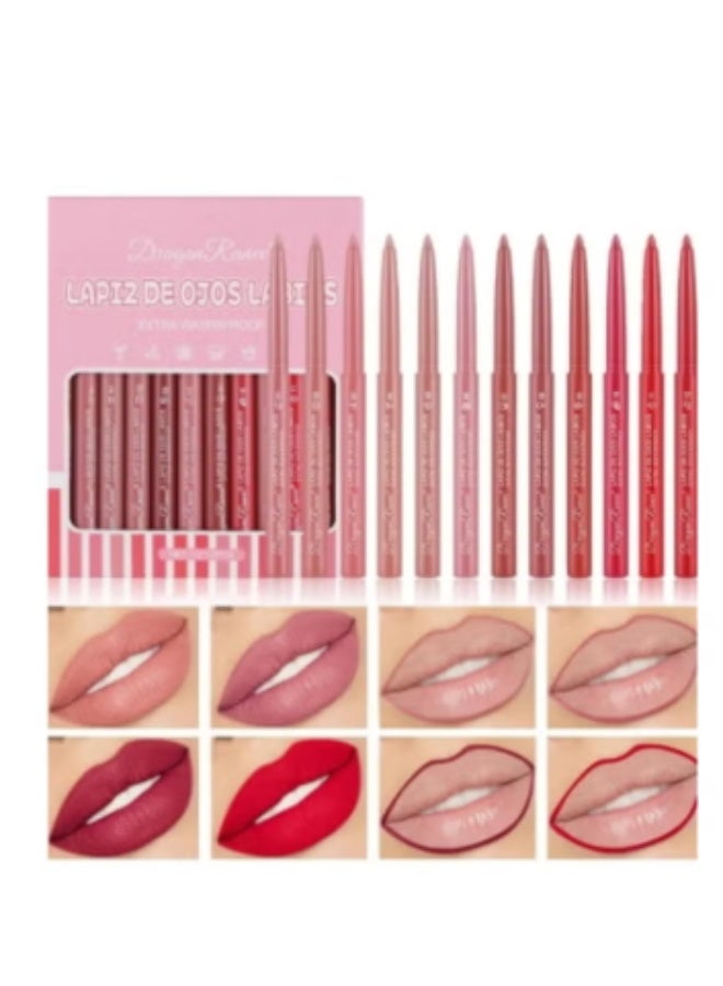 Dragon Ranee 12-Color Matte Lipstick and Lip Liner Set | All-in-One Waterproof Velvet Nude Lip Makeup Kit | Long-Lasting, Smudge-Proof Matte Lip Gloss with Retractable Lip Liner for Women - Image 1