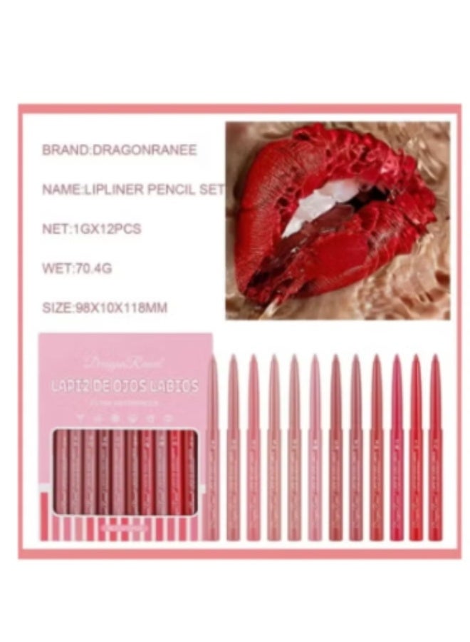 Dragon Ranee 12-Color Matte Lipstick and Lip Liner Set | All-in-One Waterproof Velvet Nude Lip Makeup Kit | Long-Lasting, Smudge-Proof Matte Lip Gloss with Retractable Lip Liner for Women - Image 3