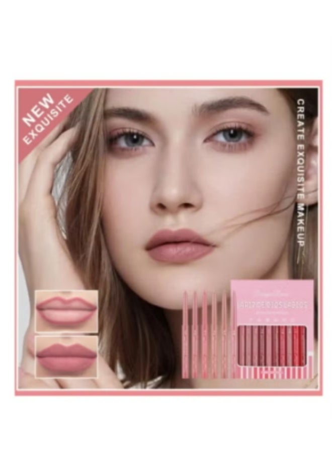 Dragon Ranee 12-Color Matte Lipstick and Lip Liner Set | All-in-One Waterproof Velvet Nude Lip Makeup Kit | Long-Lasting, Smudge-Proof Matte Lip Gloss with Retractable Lip Liner for Women - Image 4