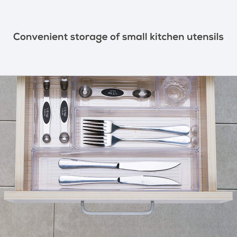 DCA 14 PCS Clear Plastic Drawer Organizer Tray for Makeup, Kitchen Utensils, Jewelries and Gadgets - Image 3