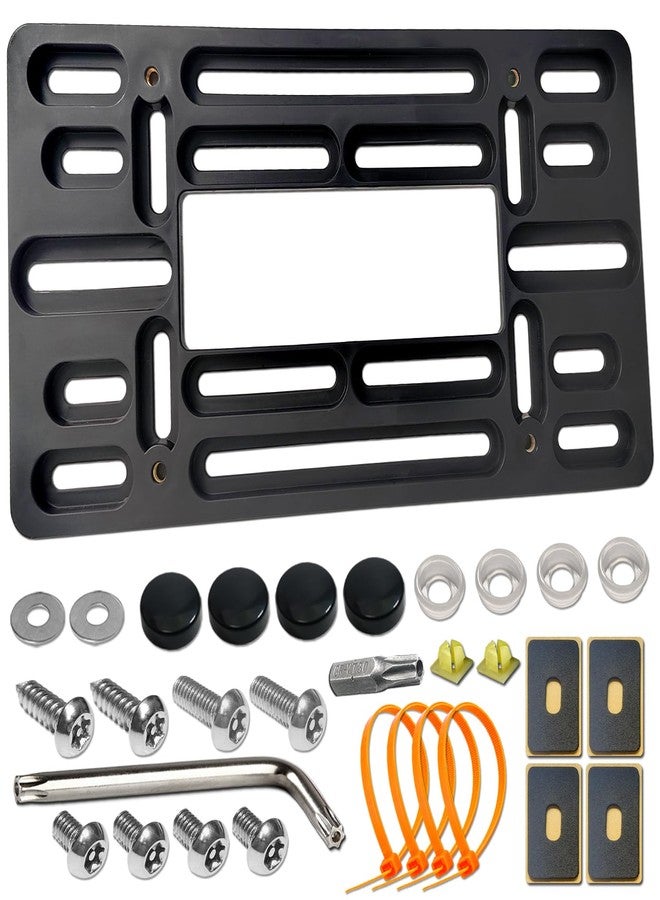 AOOTF حامل لوحة ترخيص أمامية من Aootf - طقم تركيب لوحة ترخيص أمامية لفتحتين في المصد، محول لوحة ترخيص سيارة عالمي مع أغطية براغي من الفولاذ المقاوم للصدأ مضادة للسرقة - Image 1