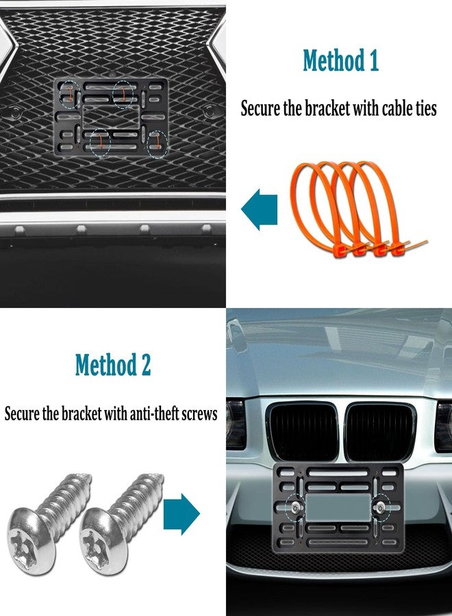 AOOTF حامل لوحة ترخيص أمامية من Aootf - طقم تركيب لوحة ترخيص أمامية لفتحتين في المصد، محول لوحة ترخيص سيارة عالمي مع أغطية براغي من الفولاذ المقاوم للصدأ مضادة للسرقة - Image 4