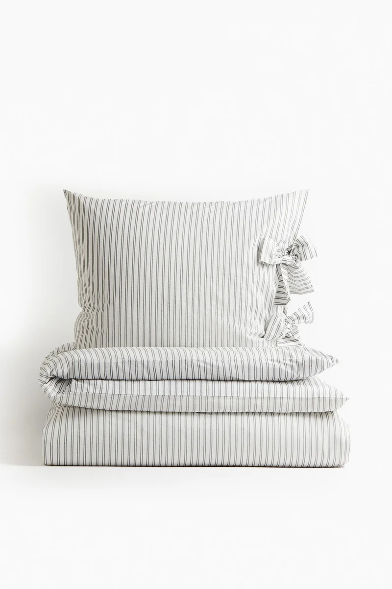 H&M Bow-detail single duvet cover set