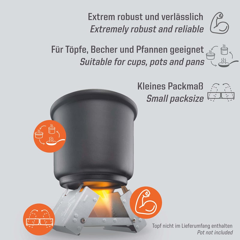Esbit Ultralight Folding Pocket Stove with Six 14g Solid Fuel Tablets steel, Small - Original - Image 2