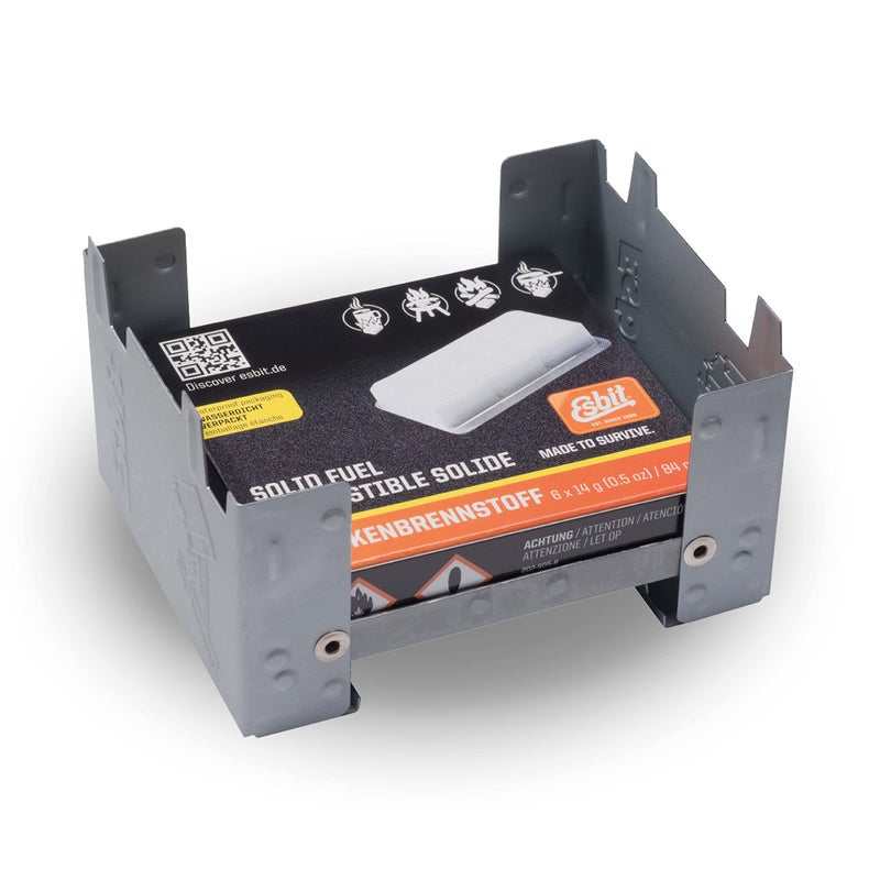 Esbit Ultralight Folding Pocket Stove with Six 14g Solid Fuel Tablets steel, Small - Original - Image 1