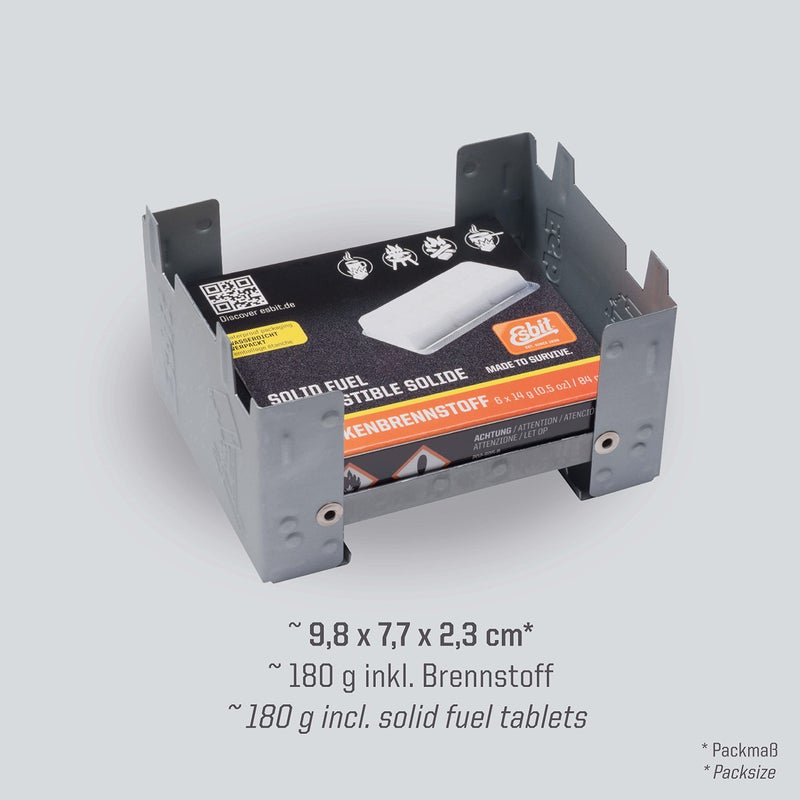 Esbit Ultralight Folding Pocket Stove with Six 14g Solid Fuel Tablets steel, Small - Original - Image 4