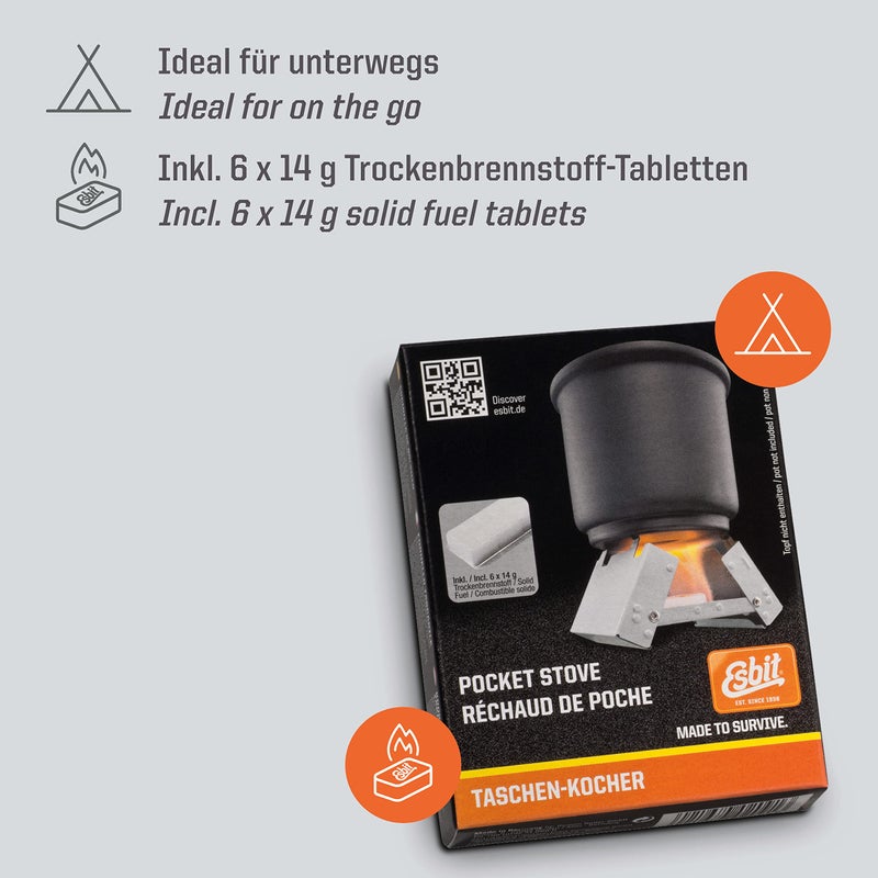 Esbit Ultralight Folding Pocket Stove with Six 14g Solid Fuel Tablets steel, Small - Original - Image 3