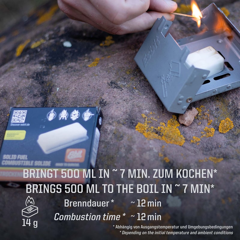 Esbit Ultralight Folding Pocket Stove with Six 14g Solid Fuel Tablets steel, Small - Original - Image 5
