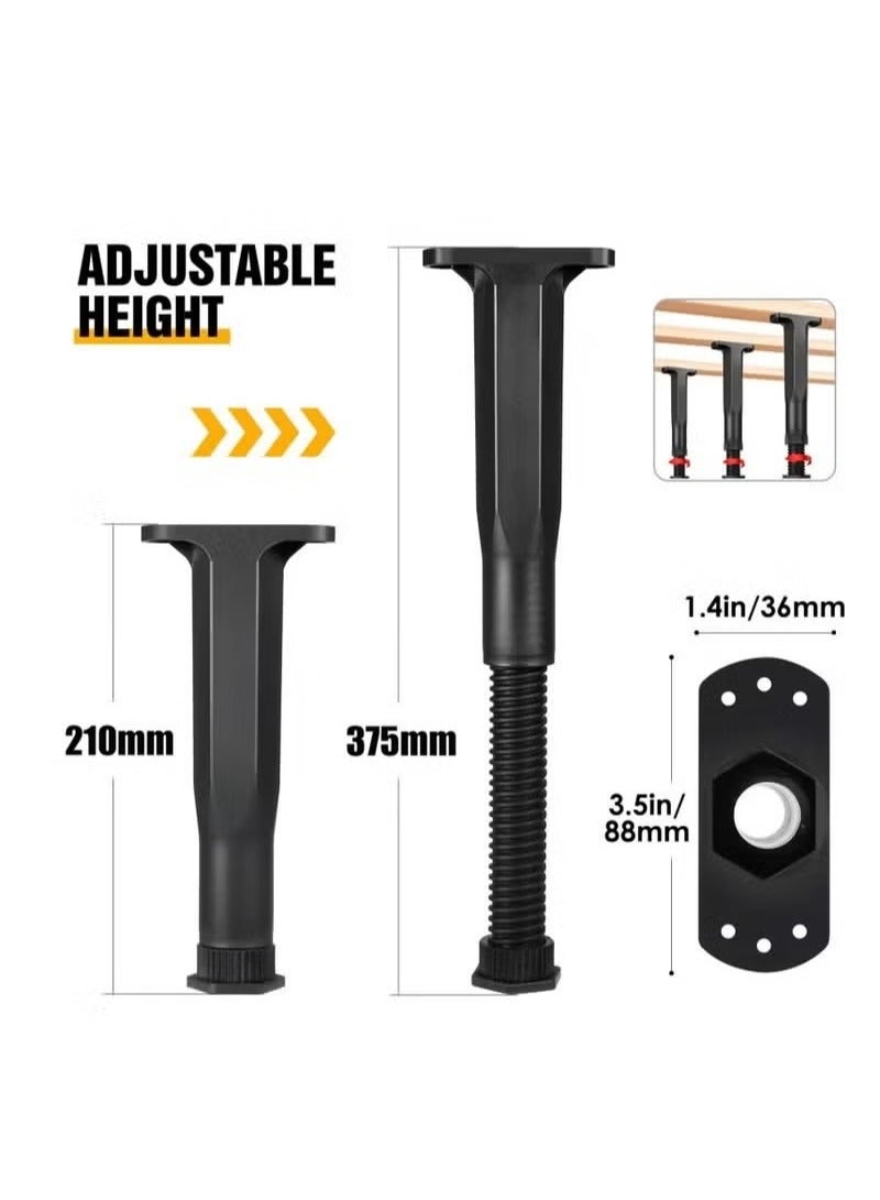 قطعتان من ساق دعم مركزية قابلة للتعديل لإطار السرير، ساق دعم شريحة مركزية للسرير (أسود، قابل للتعديل) - Image 4