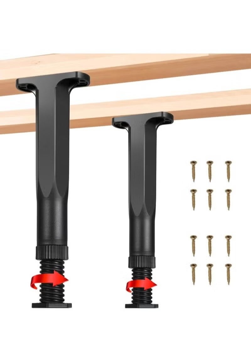 قطعتان من ساق دعم مركزية قابلة للتعديل لإطار السرير، ساق دعم شريحة مركزية للسرير (أسود، قابل للتعديل) - Image 3