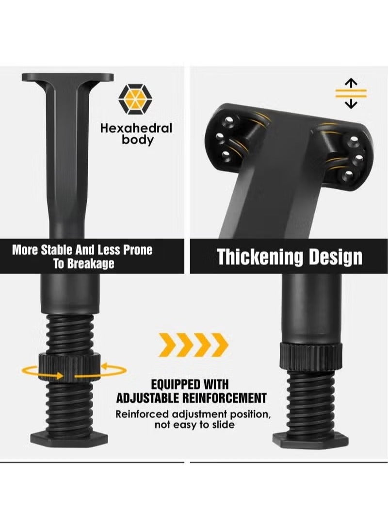 قطعتان من ساق دعم مركزية قابلة للتعديل لإطار السرير، ساق دعم شريحة مركزية للسرير (أسود، قابل للتعديل) - Image 5