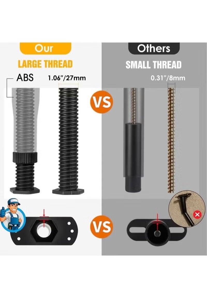 قطعتان من ساق دعم مركزية قابلة للتعديل لإطار السرير، ساق دعم شريحة مركزية للسرير (أسود، قابل للتعديل) - Image 2