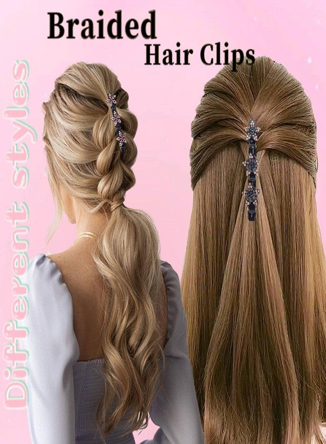 Outyua Sparkling Crystal Stone Braided Hair Clips Rhinestone Braid Clips for Women Duckbill Hairpin 4Pcs - Image 4