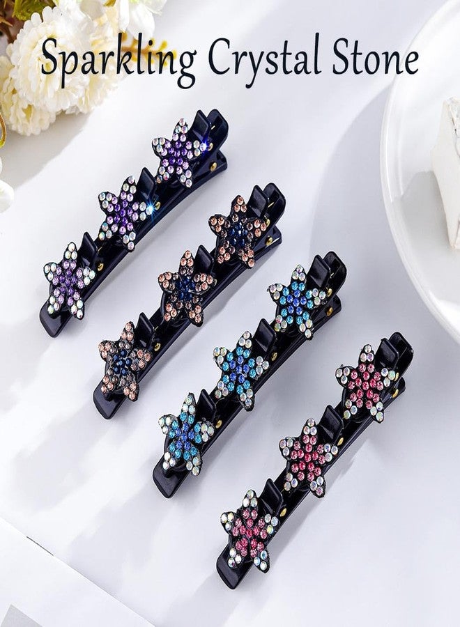 Outyua Sparkling Crystal Stone Braided Hair Clips Rhinestone Braid Clips for Women Duckbill Hairpin 4Pcs - Image 2
