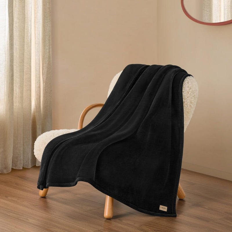 UGG Coco Plush Fleece Throw Blanket â€“ Soft & Cozy Blanket for Couch, Bed & Sofa, Perfect for Home Decor, House Warming Gifts or Luxurious Birthday Gifts for Women, 50" x 70", Black Ink - Image 2