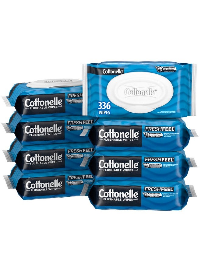 Cottonelle مناديل مبللة للبالغين قابلة للشطف من فريش فيل 8 عبوات بغطاء قابل للفتح 42 قطعة (336 منديل إجمالي) - Image 1