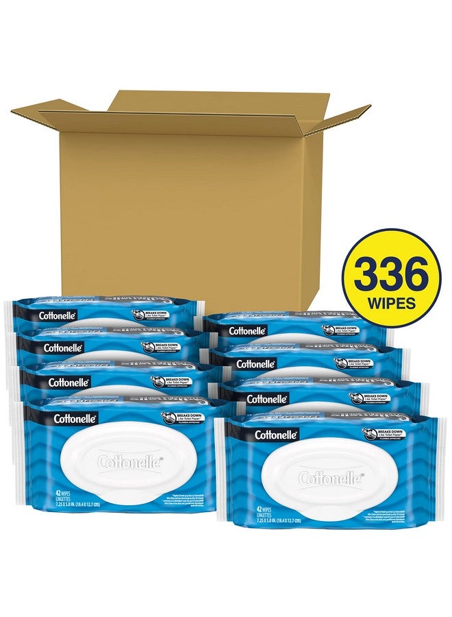 Cottonelle مناديل مبللة للبالغين قابلة للشطف من فريش فيل 8 عبوات بغطاء قابل للفتح 42 قطعة (336 منديل إجمالي) - Image 2