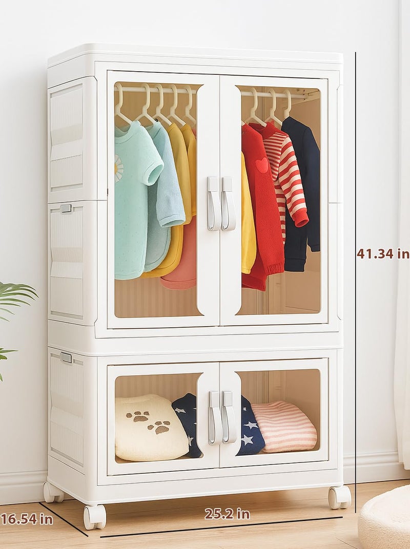 CXCJAI Pet Clothing Storage Cabinet with Hanging Rod Foldable Plastic Storage Bin 2-Tier Dog Clothes Organizer for Small Pets Lightweight, Waterproofâ€“ Portable Cat Wardrobe Closet - Image 2
