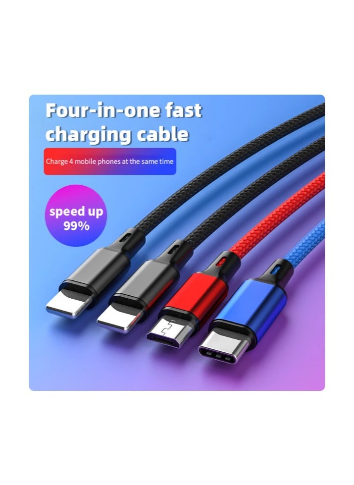 4 In 1 USB Cable 3A USB A To Micro USB/Type C/8 Pin Cable For iPhone Charger Fast Charging Data Cord For iPhone 14 11 Xiaomi,iPhone x 2 + Type-C + Micro USB
