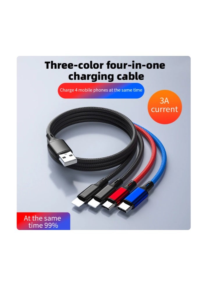 4 In 1 USB Cable 3A USB A To Micro USB/Type C/8 Pin Cable For iPhone Charger Fast Charging Data Cord For iPhone 14 11 Xiaomi,iPhone x 2 + Type-C + Micro USB