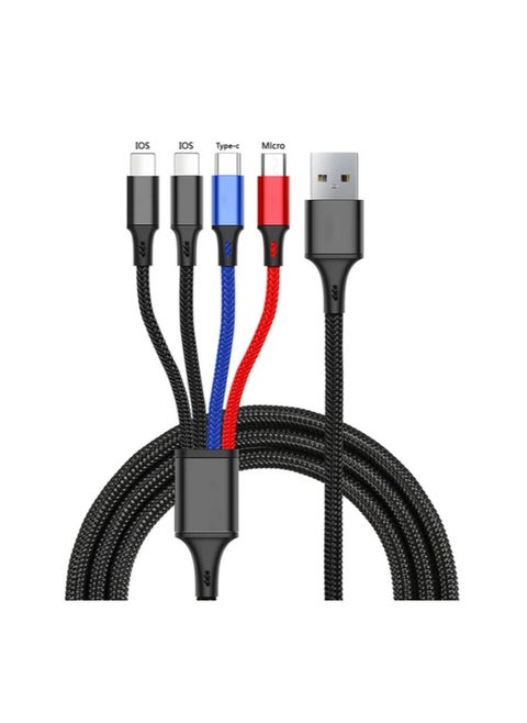 4 In 1 USB Cable 3A USB A To Micro USB/Type C/8 Pin Cable For iPhone Charger Fast Charging Data Cord For iPhone 14 11 Xiaomi,iPhone x 2 + Type-C + Micro USB