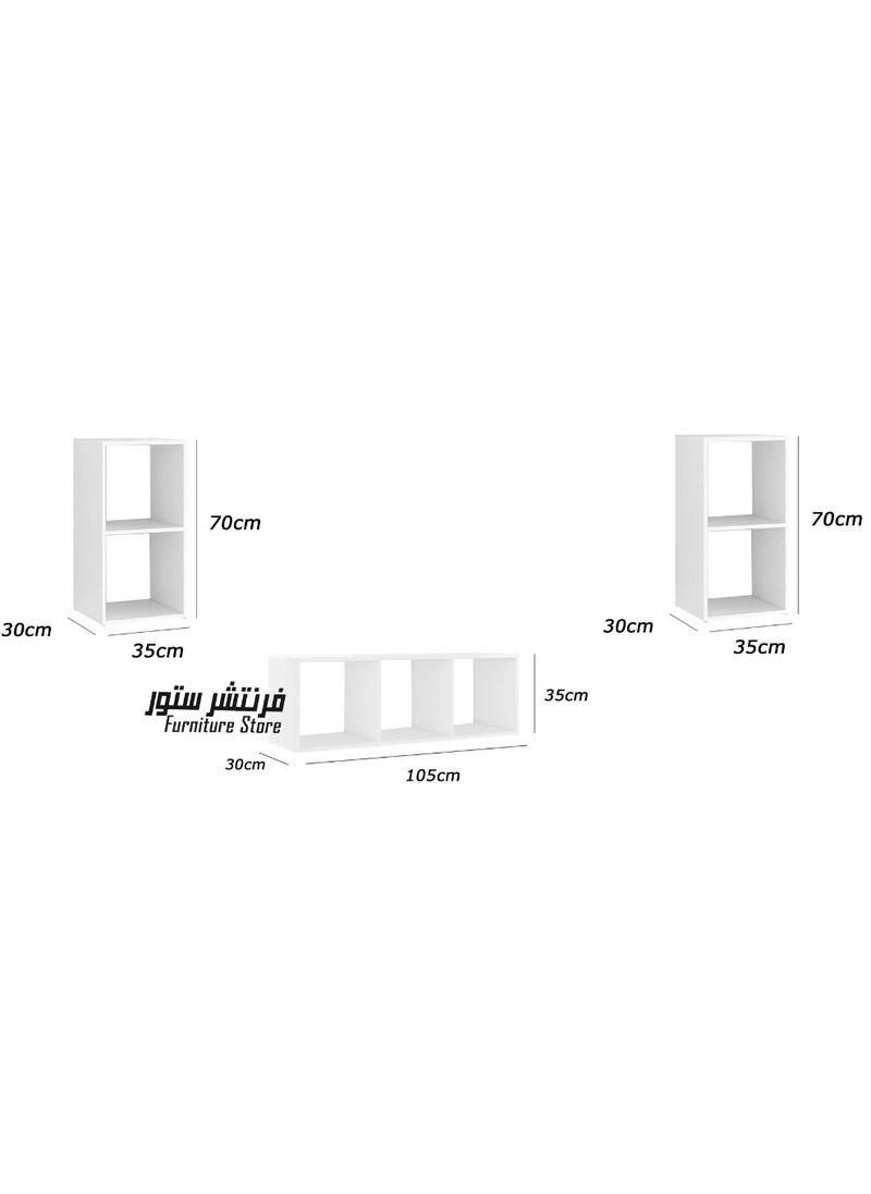 Furniture Store ModernTV unit, three pieces - height 70 cm - width 35 cm - depth 28 cm, from Furniture Store.  - Image 4
