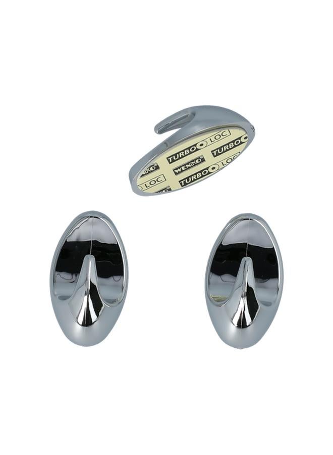 Wenko 3-Piece Liliput High Quality Oval Shape Self Adhesive Bathroom Hook Chrome 4404030100  - Image 1