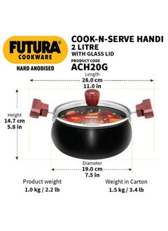 Hawkins Hawkins Futura HA Cook N Serve Handi W/Glass lid 2 Ltr  - Image 3