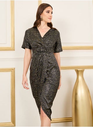 Shiny Spot Wrap Style Bodycon Midi Dress - pzsku/Z835DA3EA44F4582152D2Z/45/_/1711129077/50c1b602-636d-4b3c-862b-a059f0d36668