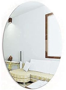 Bittern Bittern Oval Shape Adhesive Mirror Sticker for Wall on Tiles Bathroom Bedroom Living Room Basin Mirror Bathroom Wall Mirror Stickers Unbreakable Plastic Makeup Mirror Vanity Mirror Size 30cm X 20cm 